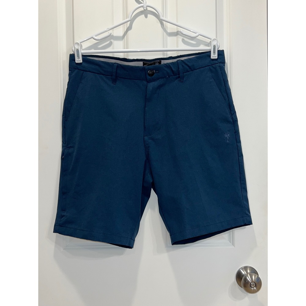 Trunks Surf & Swim Co Mens Hybrid Shorts Blue Teal Ripstop Size 32 Palm Tree